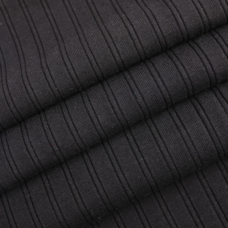 32s CVC + 40D Tam Kaplama 10x2 Çizgili Spandex Kaburga Örgüsü